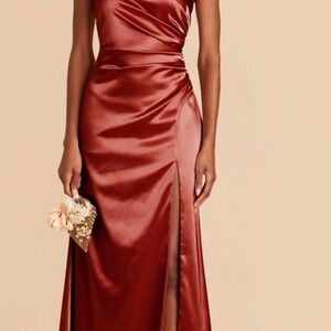 Birdy Grey Catherine long dress in shiny satin spice bridesmaid gown size XS